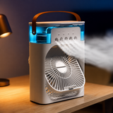 3-i-1 USB-fläkt med luftfuktare & LED-belysning portabel